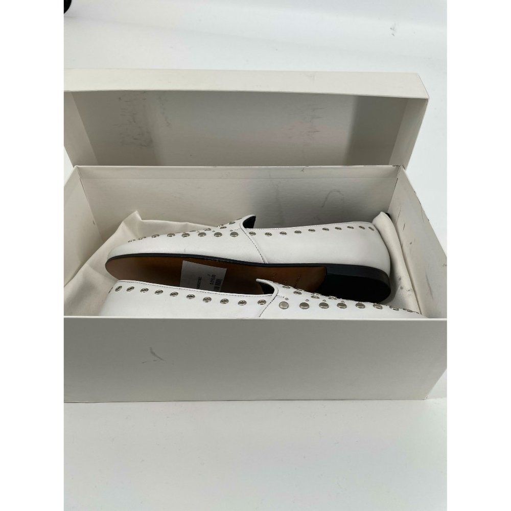 NEW Sandro Bary Studded Leather Loafers white 8 white - Picture 8 of 14